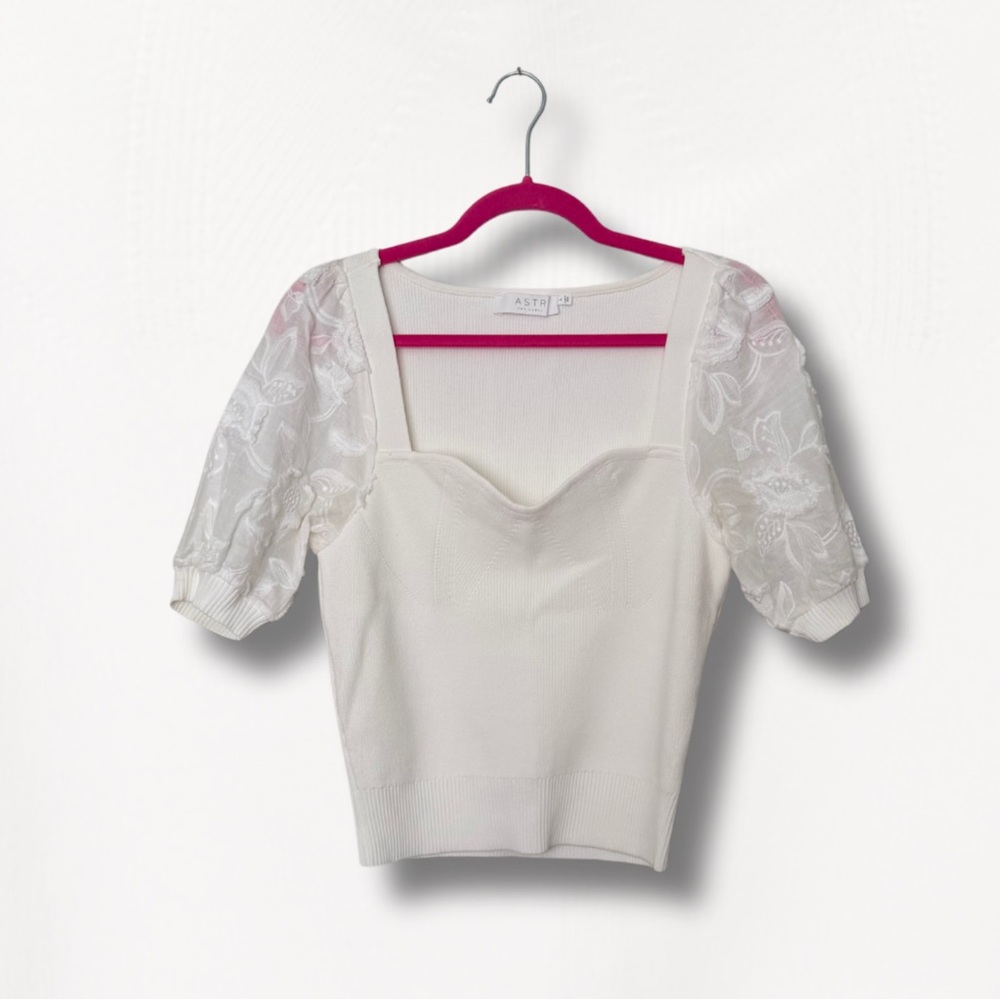 Astr Ivory Lace Sleeve Blouse